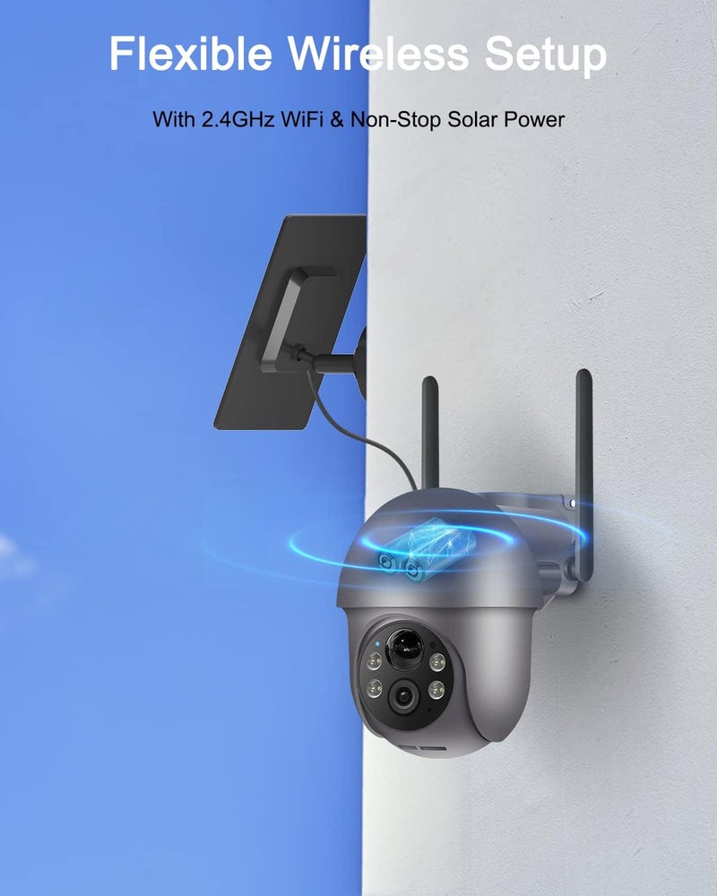 ANRAN 5MP Security Cameras Wireless Outdoor, Solar Camera Wireless with 360° View for Home Surveillance, WiFi Camera with Spotlights, PIR Detection, Color Night Vision, Siren Alarm, Q1 Max Grey - Image 3